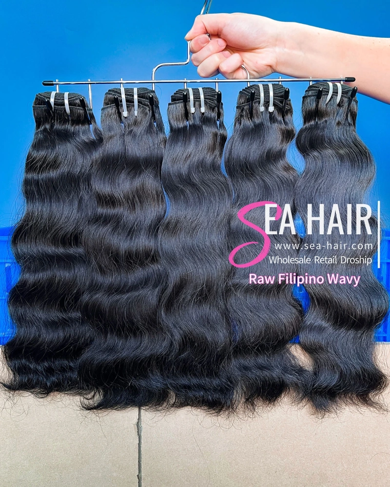 Raw Filipino Wavy Sea Hair 1/3/4 Bundles Deal