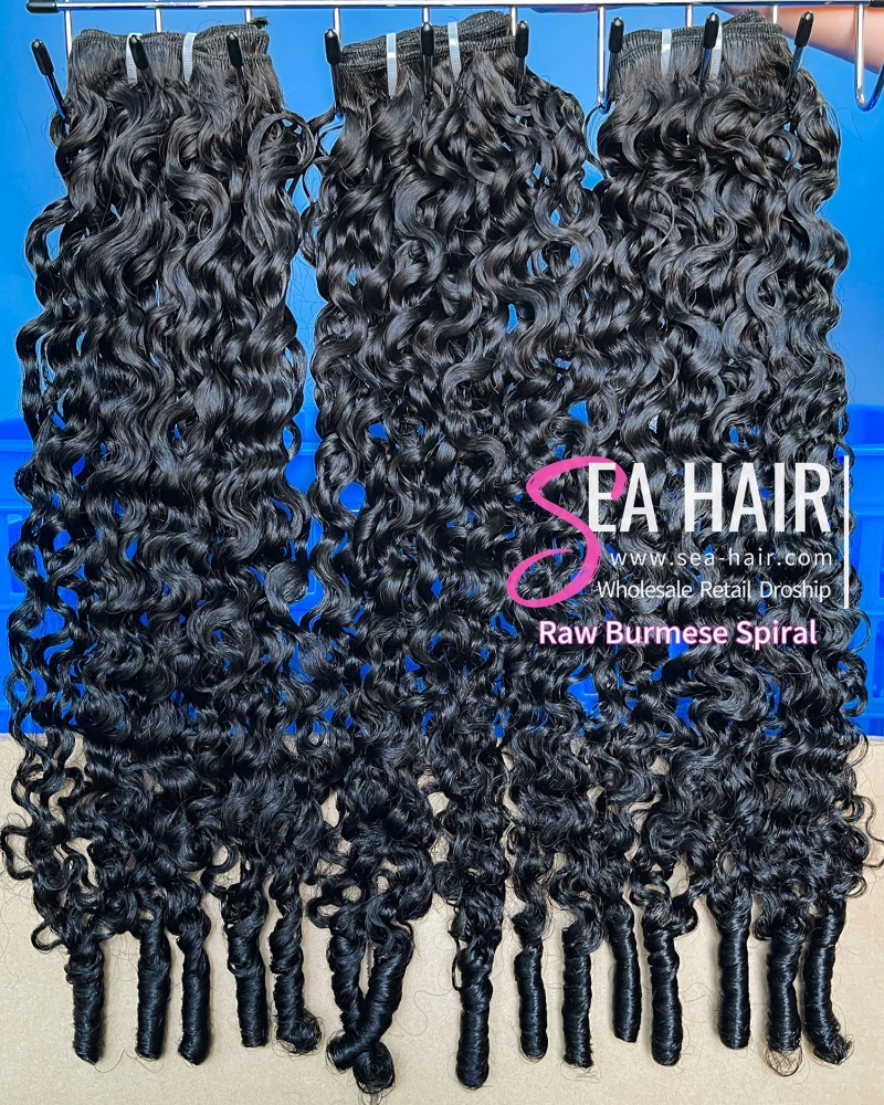 Southeast Asia Burmese Spiral Sea Hair 1/3/4 Bundles Deal