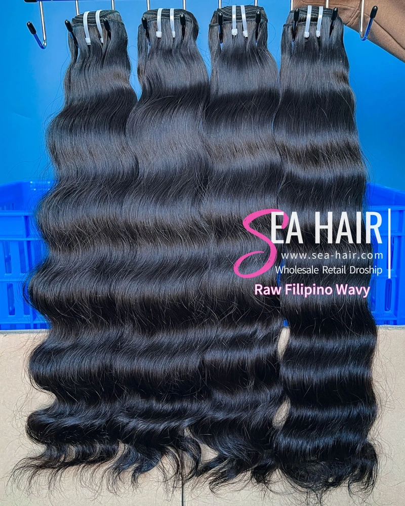 Raw Filipino Wavy Sea Hair 1/3/4 Bundles Deal