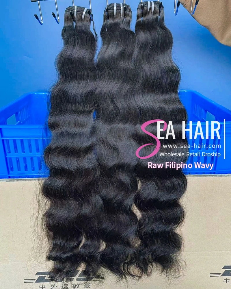 Raw Filipino Wavy Sea Hair 1/3/4 Bundles Deal