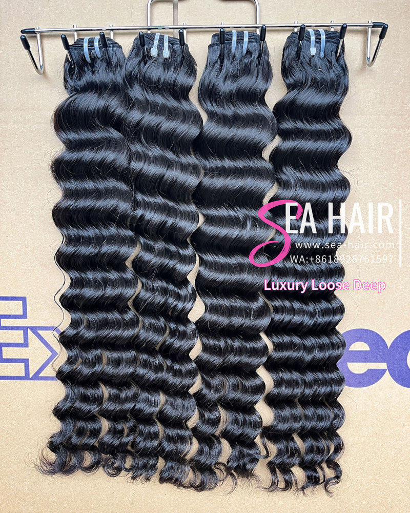 SEA Hair Luxury Loose Deep Thick Human Hair 1/3/4 Bundles Deal