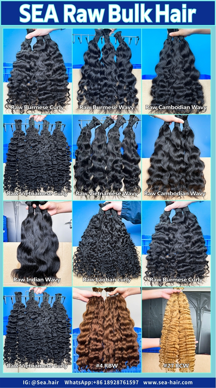 Sea Hair Raw Bulk hair No Weft Bulk Hair boho hair for braiding for all kinds of Raw bulk hair