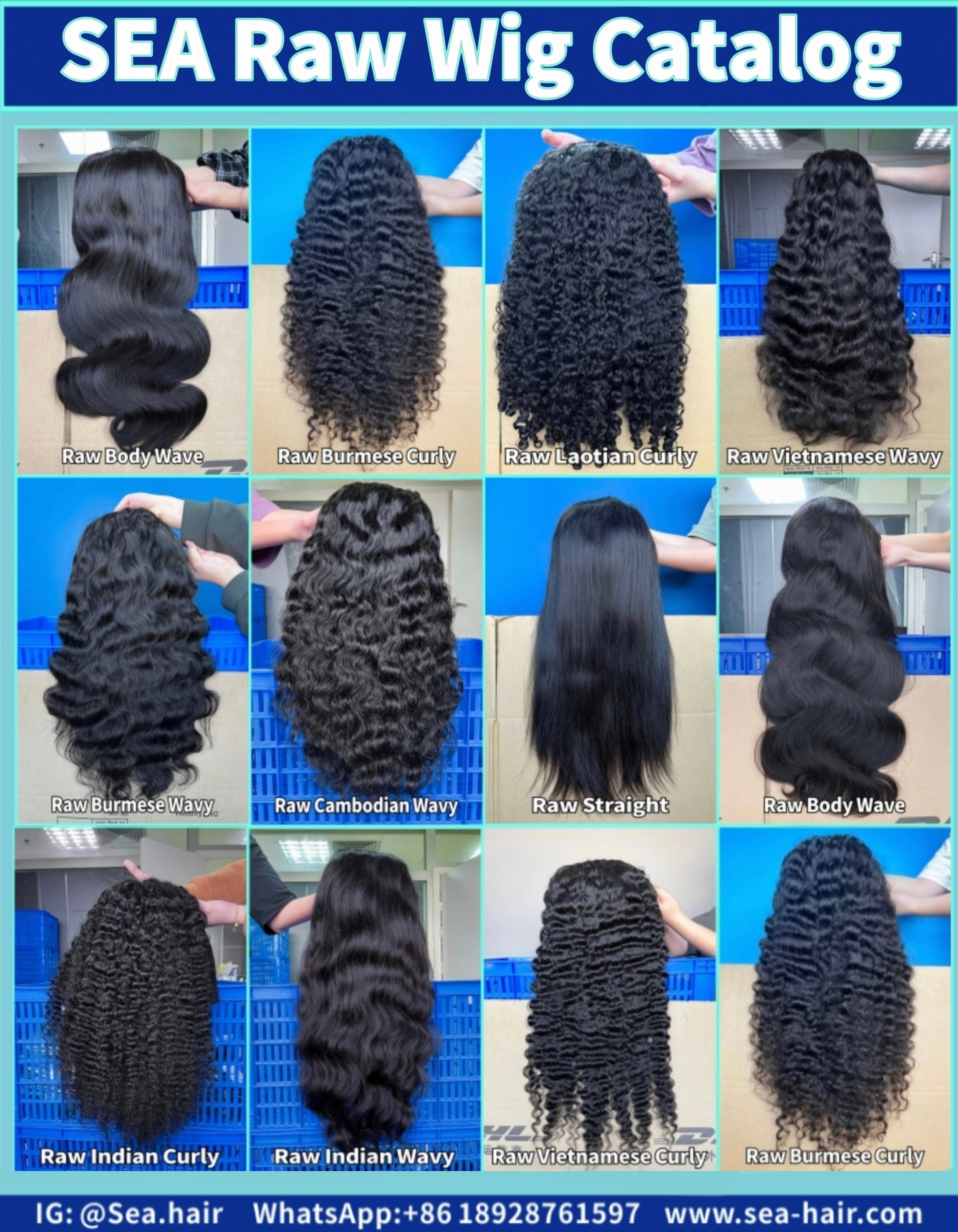 SEA Customize Raw hair lace Wig for 4x4 5x5 6x6 7x7 13x4 13x6 360 wig HD lace and Transparent lace for all Raw Wig textures