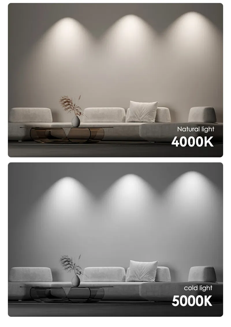 Living room wall washing in 4000K and 5000K light
