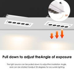 Rectangular Recessed Adjustable Twin Triple Heads 8W 16W Dimmable Ceiling COB LED Grille Spotlight