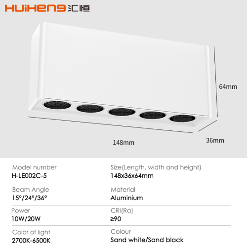 10W 20W Alu Double Head LED Grille Downlight Lamp for Project