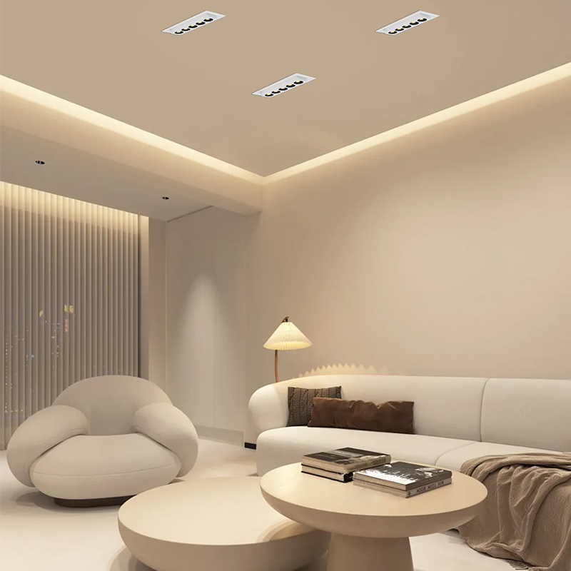 Rectangular Recessed Adjustable Twin Triple Heads 8W 16W Dimmable Ceiling COB LED Grille Spotlight