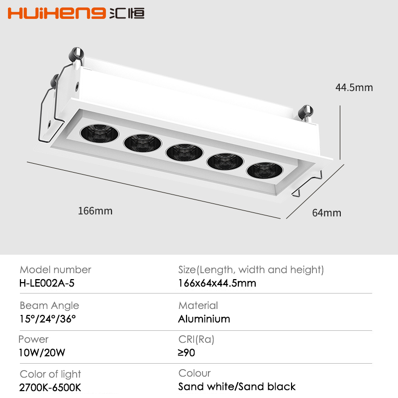 Rectangular Recessed Adjustable Twin Triple Heads 8W 16W Dimmable Ceiling COB LED Grille Spotlight