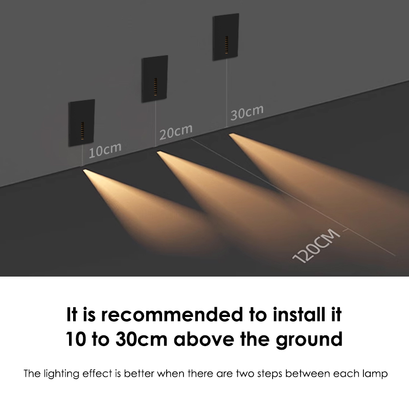 1W Automatic Aluminium Indoor Recessed Wall Staircase Stair Lamp, Foot Led Step Light with Radar Motion Sensor