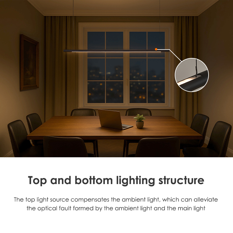 Minimalist Linear Hanging up and Down Light Design LED Ceiling Pendant Light Black White Lamp for Modern Living Room Kitchen
