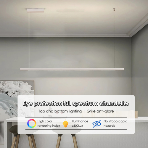 Minimalist Linear Hanging up and Down Light Design LED Ceiling Pendant Light Black White Lamp for Modern Living Room Kitchen