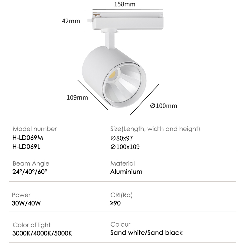 30W 40W COB LED track light shop spotlight retail spotlight linear magnetic commercial lighting for supermarket