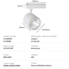 30W 40W COB LED track light shop spotlight retail spotlight linear magnetic commercial lighting for supermarket