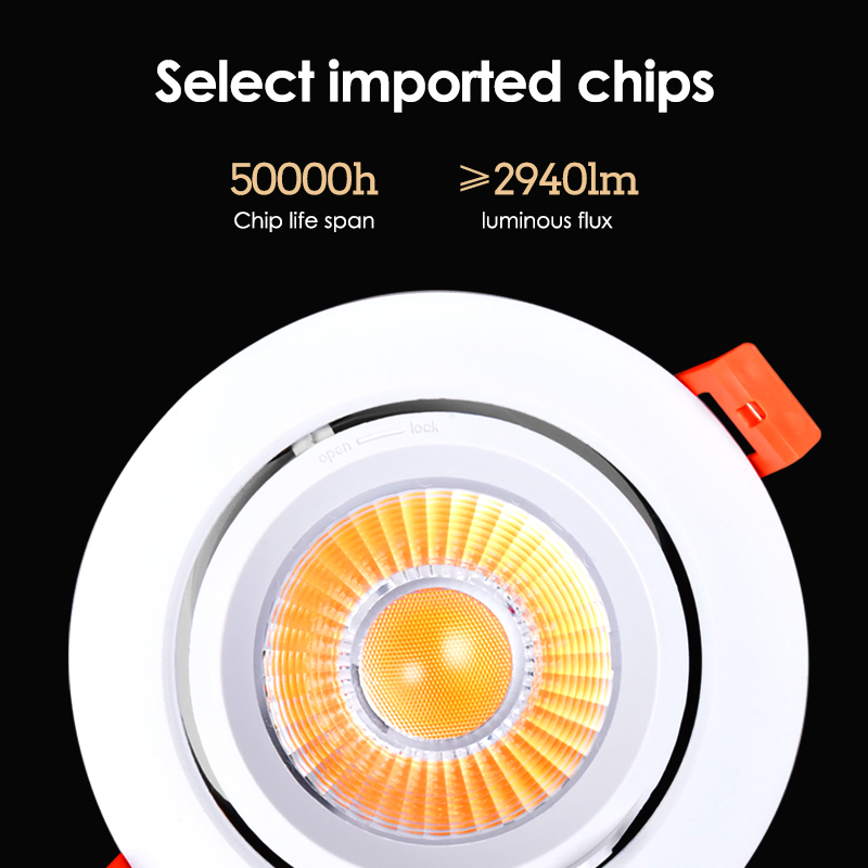 15W/30W COB Recessed Spotlights Adjustable Beam Commercial Lighting Downlights 150lm High Efficiency Anti-Glare Spotlights for Shop