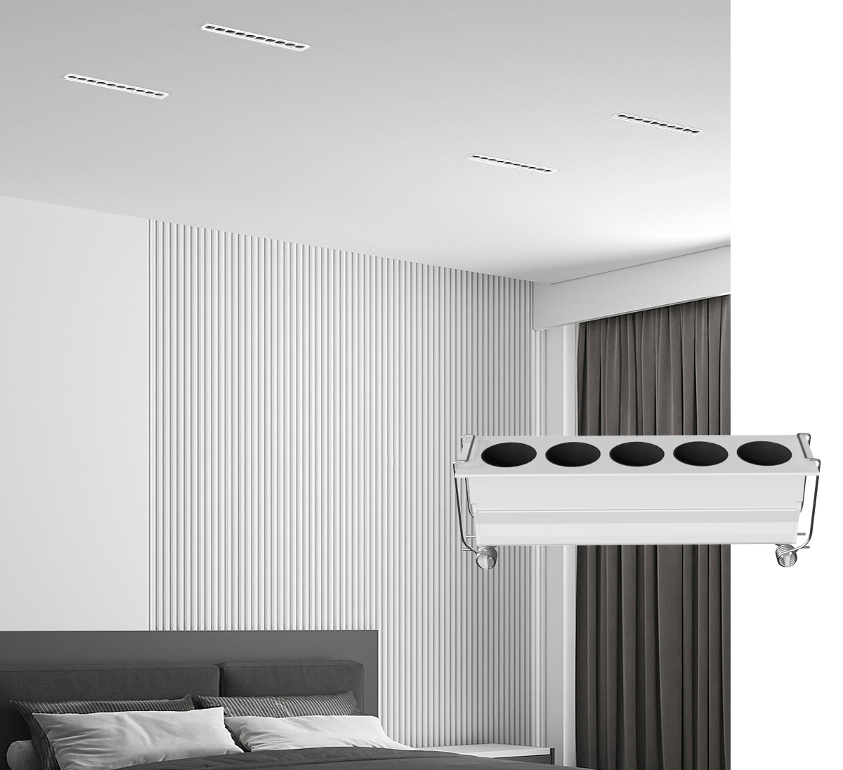 LED Recessed Multi Head Grille Light 8W 16W Adjustable CCT Aluminium Downlight