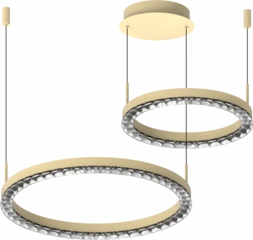 H-LF017-2 Modern 2-Ring LED Chandelier 80W | Dual Ring Circular Pendant Light