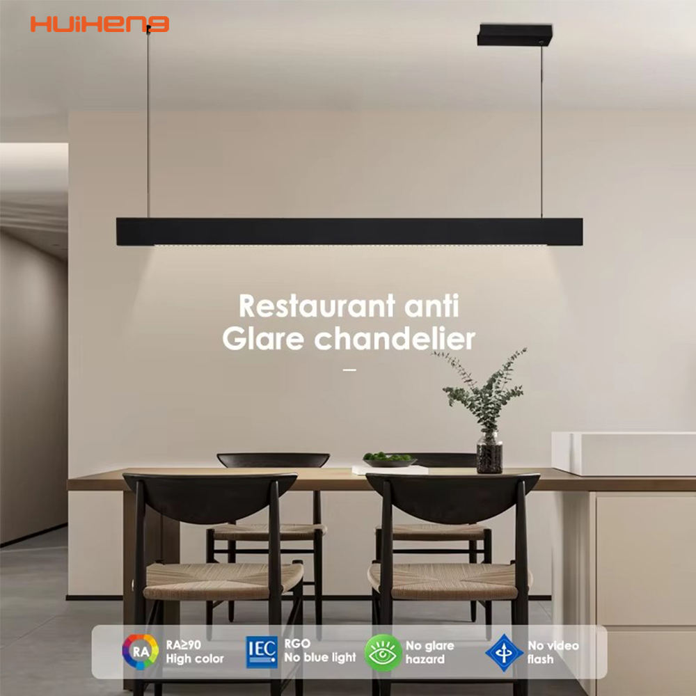 H-LE009-12-A Touch Dimmable LED Linear Pendant Light Up & Down 36W CRI90 3CCT Aluminum Suspended Lamp for Office Commercial Lighting