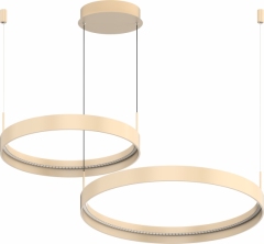 H-LF009-2 Modern Golden 2-Ring LED Chandelier 80W | Dual Circular Pendant Light