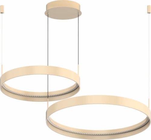 H-LF009-2 Modern Golden 2-Ring LED Chandelier 80W | Dual Circular Pendant Light