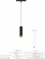 H-CD022 Magnetic LED Pendant Light 9W DC24V/48V | Architectural Cylinder Spot