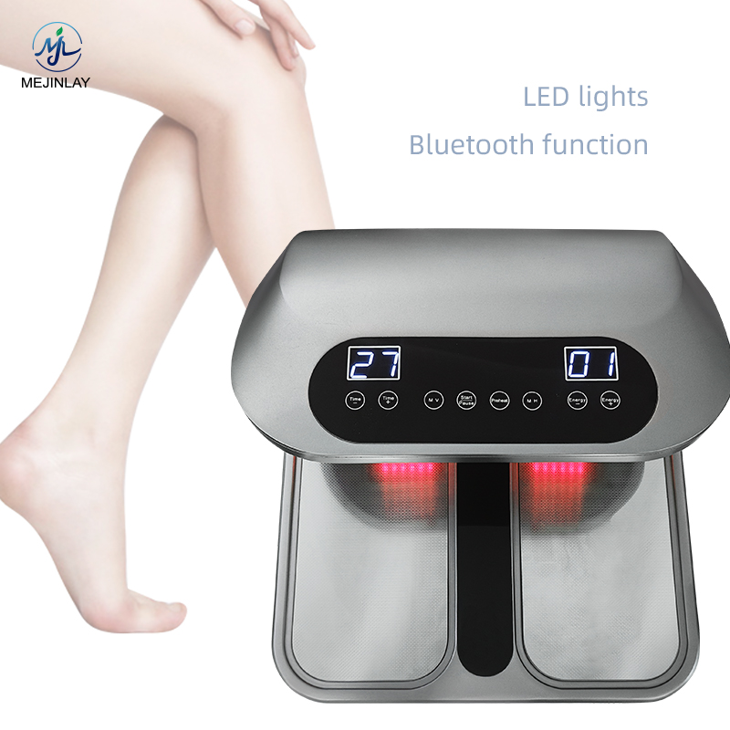 Mejinlay MJL-FM PLUS Foot Massager PEMF Magnetic Vibration RED/Blue LED Therapy Timing Control for Improved Blood Circulation