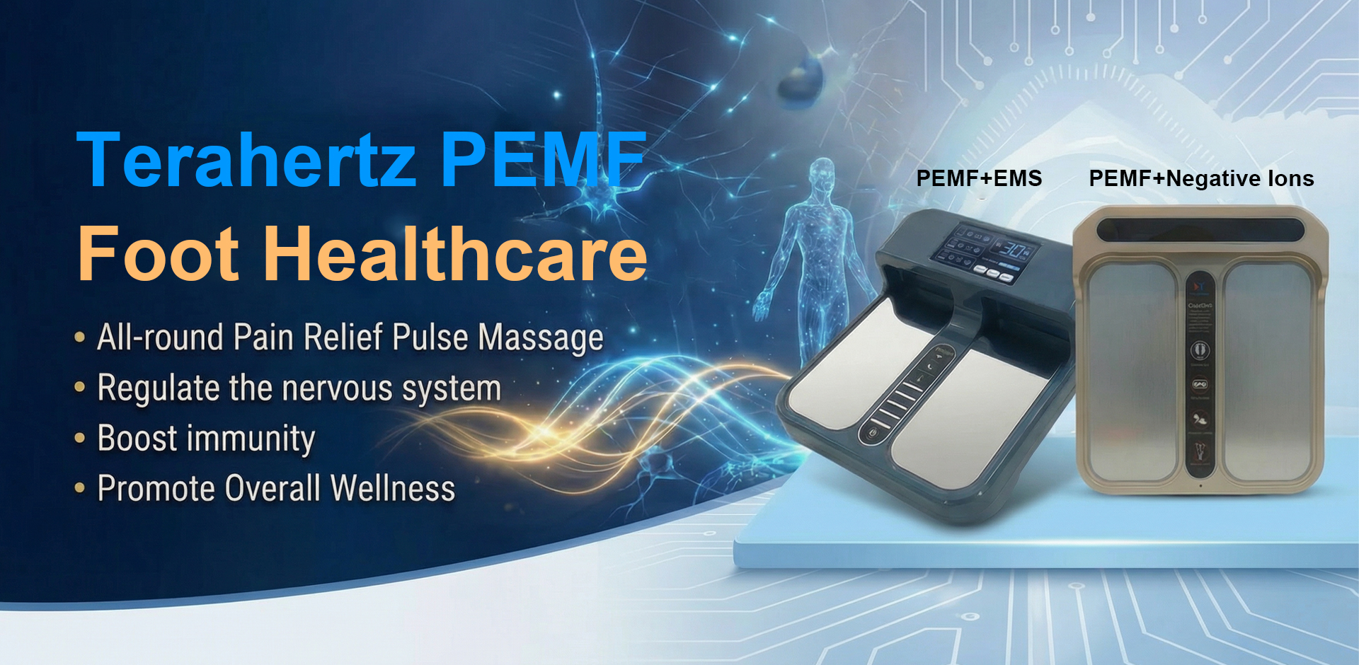 Olylife P90 P100 terahertz foot massager device for home use, salon, health club