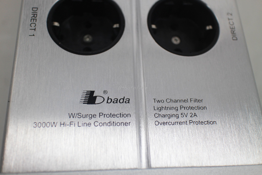 High power 3000W Bada 5610 EU plug Power Filter Audio filter Schuko Socket 2 channel Power Supply Filter with USB 5V 2A output