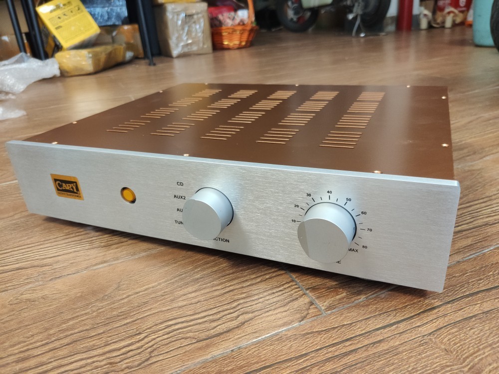 Cary preamplifier Aluminum panel iron Copper plating body DIY chassis audio install box shell with Aluminum knobs 430*330* 80