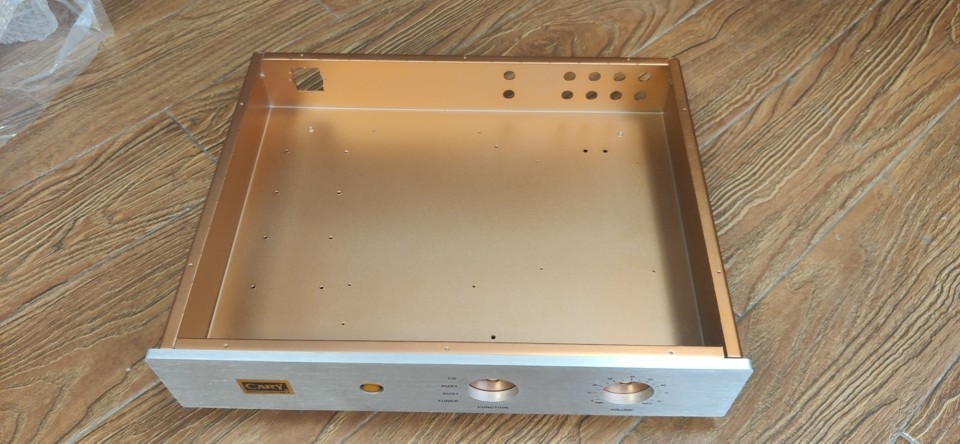 Cary preamplifier Aluminum panel iron Copper plating body DIY chassis audio install box shell with Aluminum knobs 430*330* 80