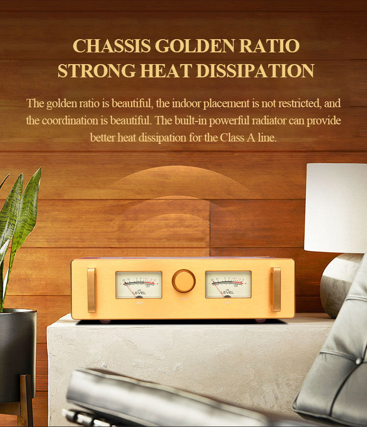A100 HOOD1969 15W*2 Class A Power Amplifier Golden HIFI transistor  Audiophile Stereo Sound Speaker Home Amp