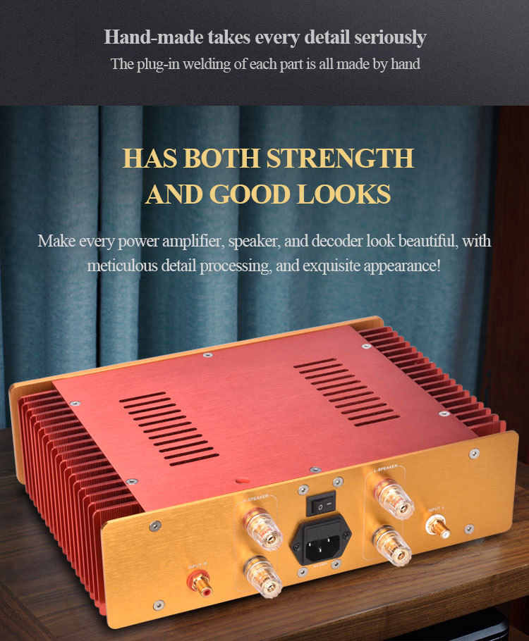 A100 HOOD1969 15W*2 Class A Power Amplifier Golden HIFI transistor  Audiophile Stereo Sound Speaker Home Amp