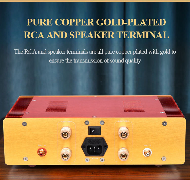 A100 HOOD1969 15W*2 Class A Power Amplifier Golden HIFI transistor  Audiophile Stereo Sound Speaker Home Amp
