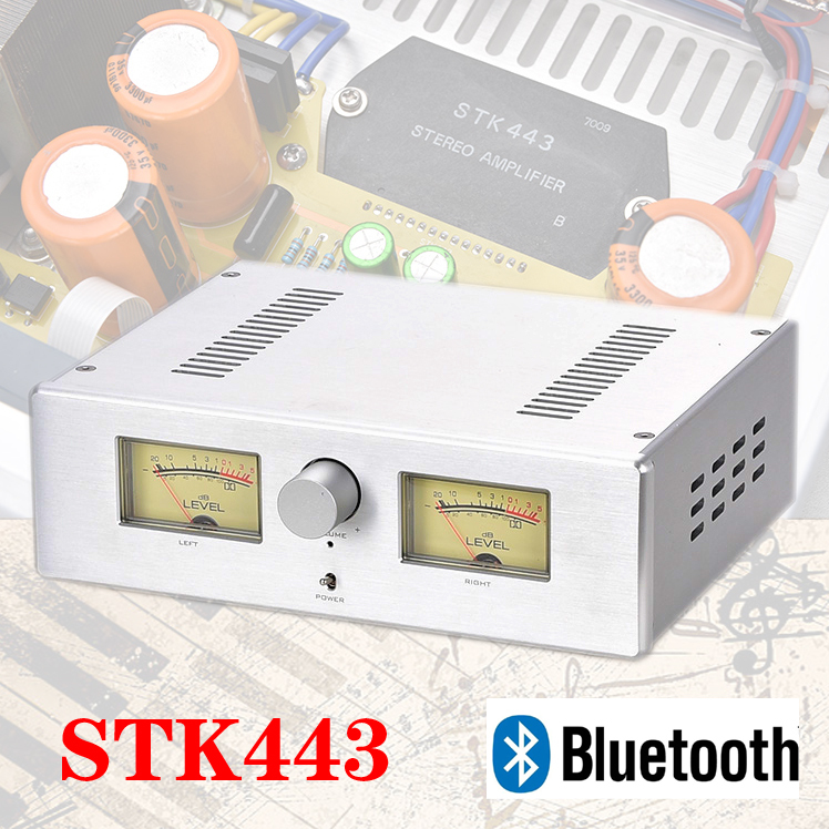 New inished Bluetooth 5.0 SANYO STK443 amplifier Retro hifi vu meter amplifier 25W*2