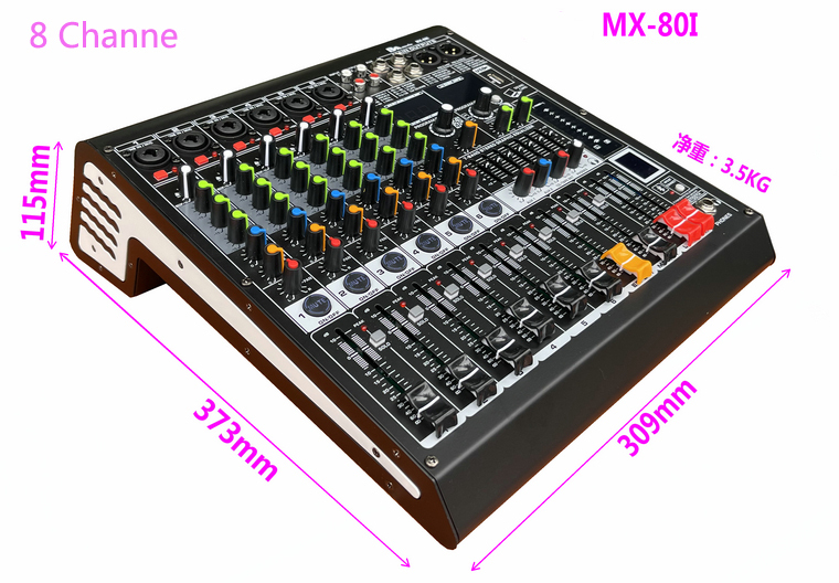 Strong mid low bass USB Bluetooth Mini Reverberator Performance Home KTV 6 channel 8 channel Mixer supply AUX XLR output