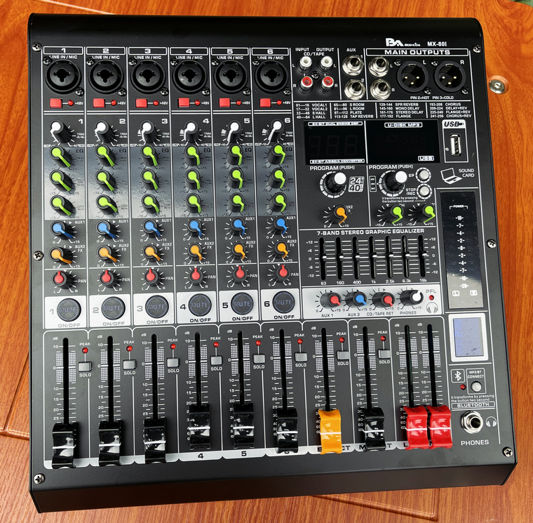 Strong mid low bass USB Bluetooth Mini Reverberator Performance Home KTV 6 channel 8 channel Mixer supply AUX XLR output