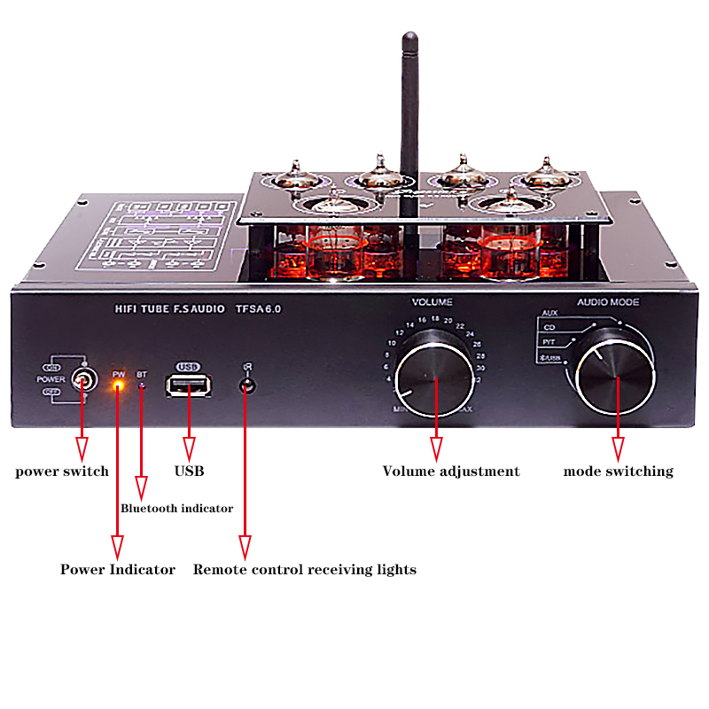 Classical 6922 circuit lossless Bluetooth 5.0 Class A 6K4 6N2 Vacuum Tube Preamp hifi Tube Preamplifier Phono Preamp Amplifier