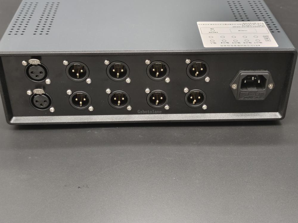 Remote control Fully balanced XLR interface 4-in-1-out 1 in 4 out stereo audio switcher remote control VFD large screen