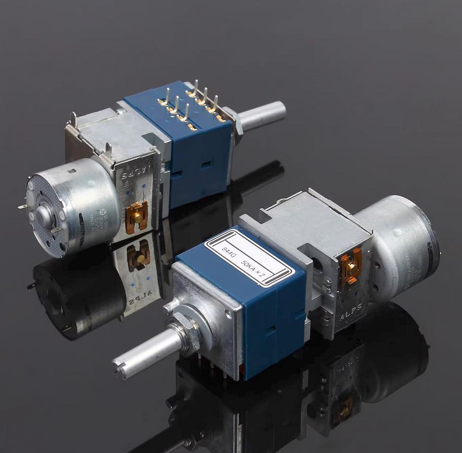 1 pcs Original ALPS RK27 Dual Stereo Volume duplex motor potentiometer 10KA 50KA 100KA Remote Volume Sound Control