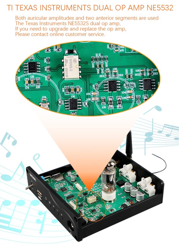 F5 Tube Preamplifier HiFi Bluetooth 5.0 Preamp Lossless Player Support USB TF Card APP Remote Control FM Radio