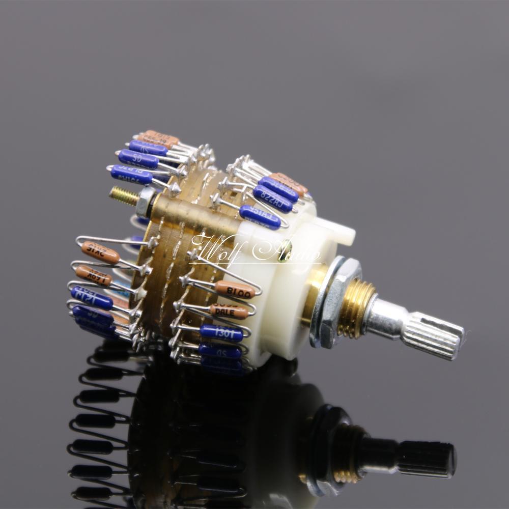 23 Step DALE Potentiometer 10K/50K/100K/250K/500K Two-Channel Volume Potentiometer For Sound Amplifier Preamp