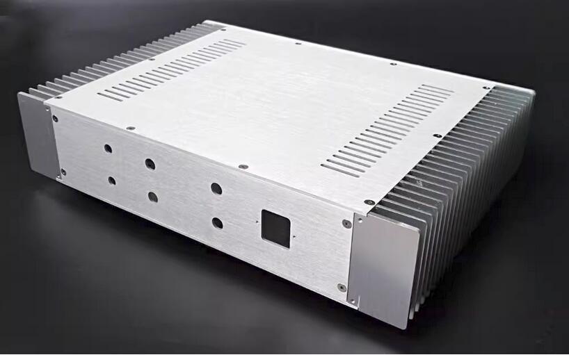 New SD4309B Silver All Aluminum Power Amplifier Chassis DIY Enclosure HiFi Preamp Case with heatsink