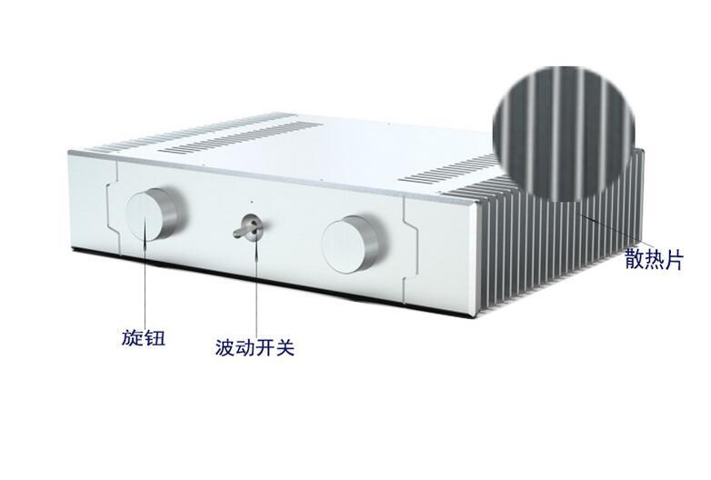 New SD4309B Silver All Aluminum Power Amplifier Chassis DIY Enclosure HiFi Preamp Case with heatsink