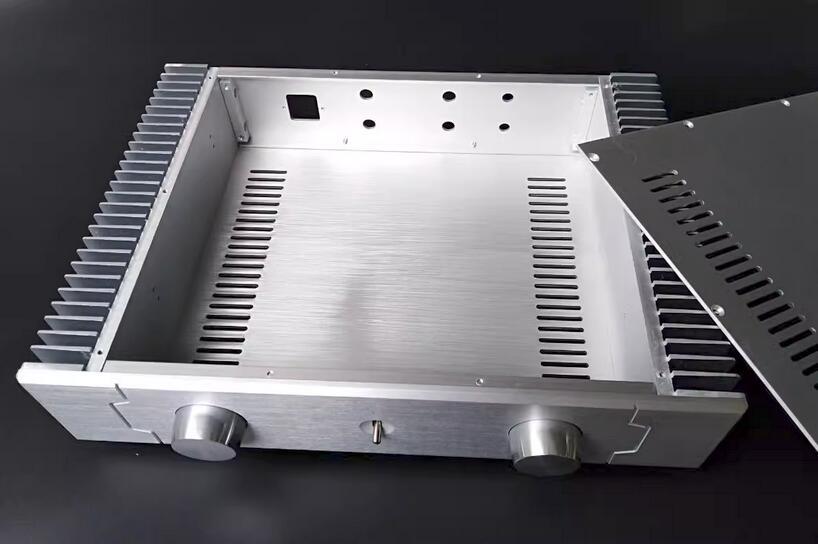 New SD4309B Silver All Aluminum Power Amplifier Chassis DIY Enclosure HiFi Preamp Case with heatsink