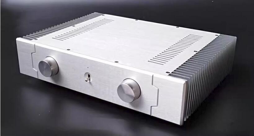 New SD4309B Silver All Aluminum Power Amplifier Chassis DIY Enclosure HiFi Preamp Case with heatsink