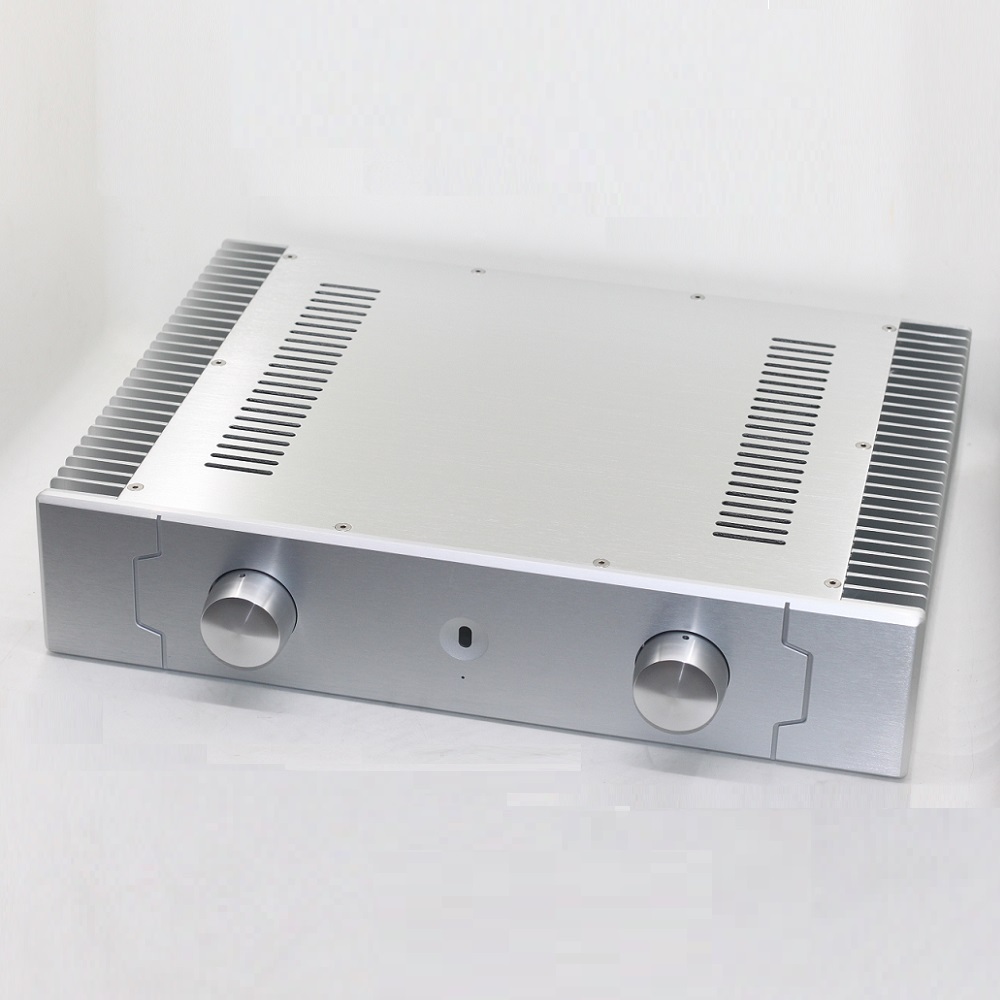 New SD4309B Silver All Aluminum Power Amplifier Chassis DIY Enclosure HiFi Preamp Case with heatsink