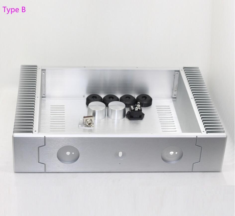New SD4309B Silver All Aluminum Power Amplifier Chassis DIY Enclosure HiFi Preamp Case with heatsink