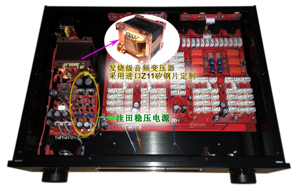 Assembled fully balanced remote control JFET four tube preamplifier power amplifier 2 RCA 2 XLR input LED display