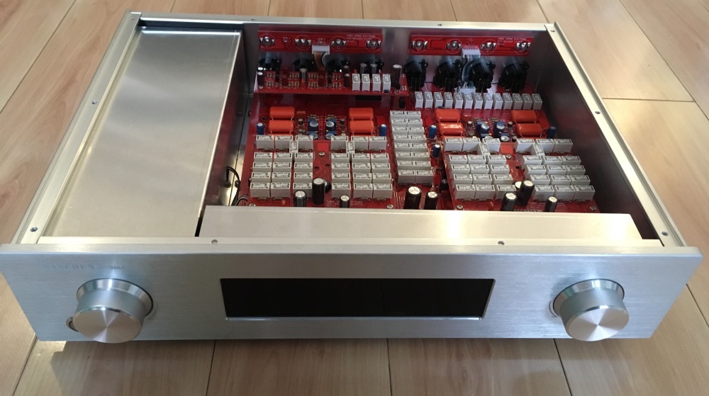 Assembled fully balanced remote control JFET four tube preamplifier power amplifier 2 RCA 2 XLR input LED display