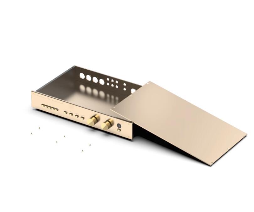 Reference FM Acoustics FM255 Golden/black All-Aluminum Power Amplifier Chassis Preamp Case DIY HiFi Box