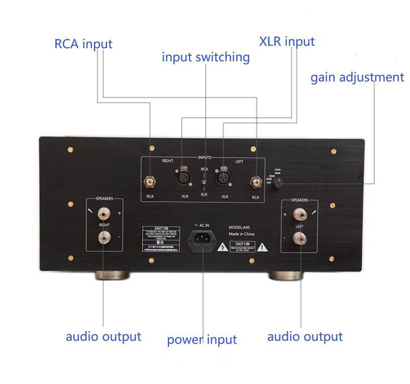 A-45 pure class A HiFi Fully balanced high-power 45W+45W stereo audio power amplifier